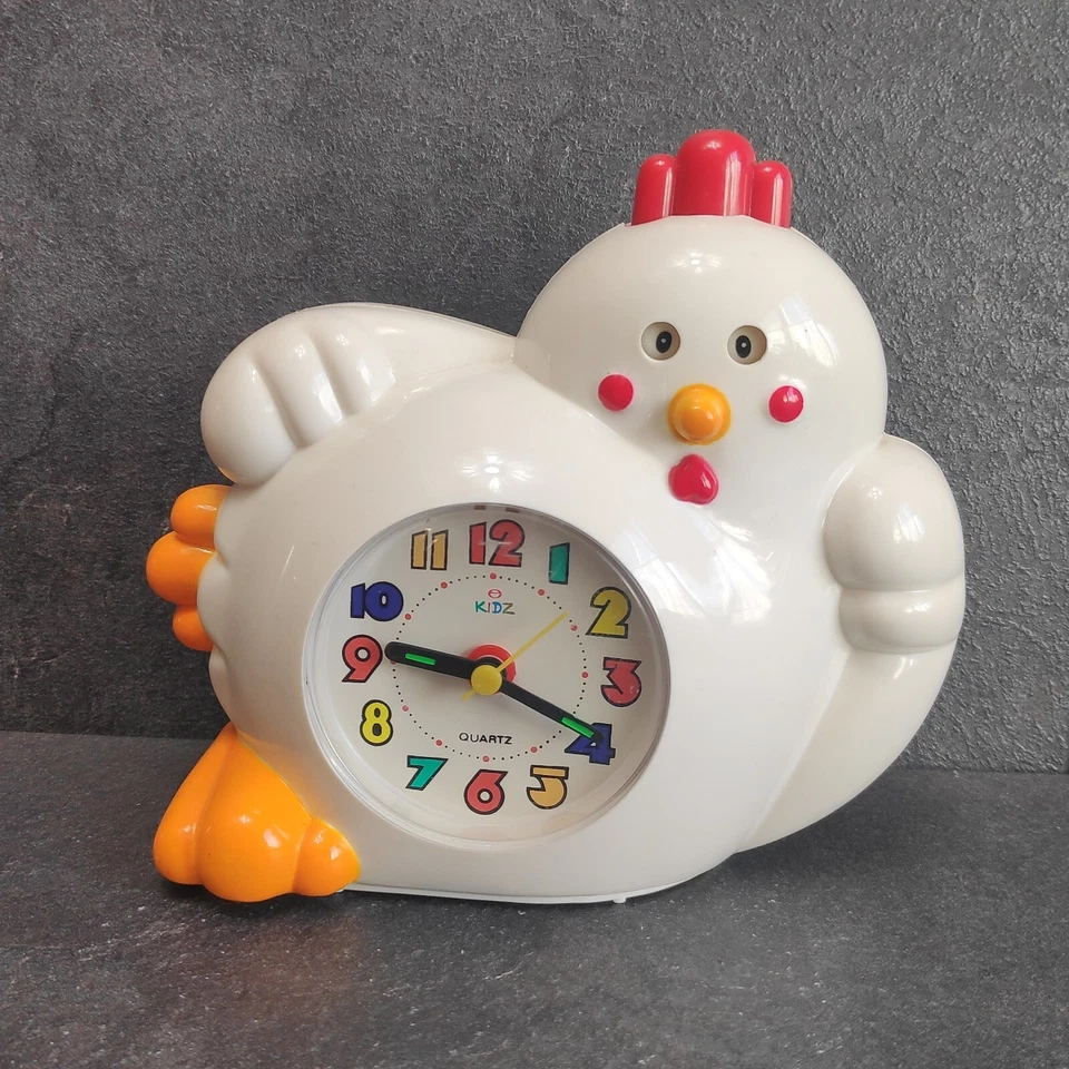 Retro Wecker Kidz Uhr Huhn Hahn Kikeriki 80er 90er „Guten Morgen“ Vintage  - Bild 1 von 4