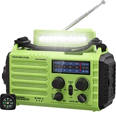 Mesqool Tragbares Solar Radio Notfall Kurbel Dynamo AM/FM/SW 4000mAh Aufladbar - Bild 1 von 4