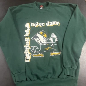 Vintage Notre Dame Fighting Irish Rundhalsausschnitt grün Logo Teamname Maskottchen PM Sport - Bild 1 von 5