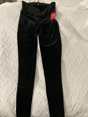 Spanx Black Velvet Leggings NWT Compression Stylish Woman’s Size Large - Image 1 of 4