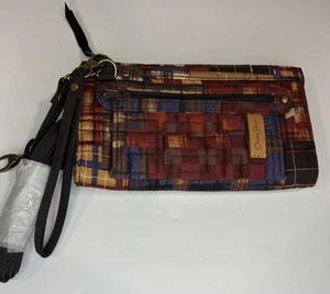 Women's Donna Sharp Wallet Crossbody Rustic Red Plaid Wristlet - Picture 1 of 21
