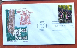 ROSEBUD ORCHID & PIPEWORT LONGLEAF PINE FOREST 2002 ARTMASTER CACHET FDC UNADD - Picture 1 of 2