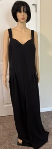 EMERALD SUNDAE Black Belted Sleeveless Sweetheart Neckline Jumpsuit Wide Leg ... - Foto 1 di 6