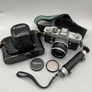 Vintage Canon FT QL Camera SLR 35mm Film w Canon Lens 50mm F1.8 Case mini tripod - Picture 1 of 24