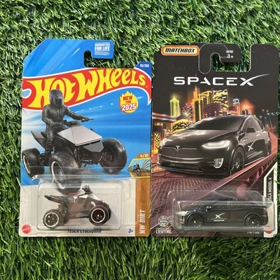 2025 Matchbox Tesla Space X Model X and Hot Wheels Cyberquad NEW ON CARD - Image 1 of 4