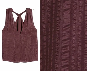 FRAME Draped Textured Silk Halter Top In Cabernet Sz XLarge New - Picture 1 of 6