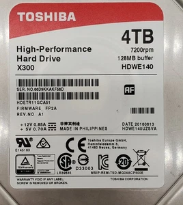 Toshiba HP X300 4TB   P/N: HDETR11GCA51 7200rpm 128MB - Picture 1 of 3