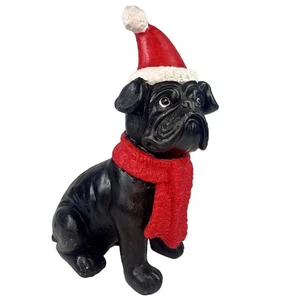 "Estatua de perro Frenchie de Navidad French Boston Terrier Pug Santa yeso 14"" de alto" - Imagen 1 de 9