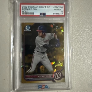 Brenner Cox 2022 Bowman Chrome Draft Sapphire Edition Gold #12/15 1st Nationals - Picture 1 of 4