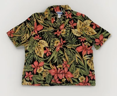 Vintage 1990s Pendleton Camp Shirt Blouse Hawaiian Print Short Sleeve Size 14 - Image 1 of 3