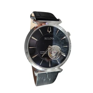 Bulova Classic Regatta Automatic Black Leather Strap Men's Watch 96A234 - Picture 1 of 16