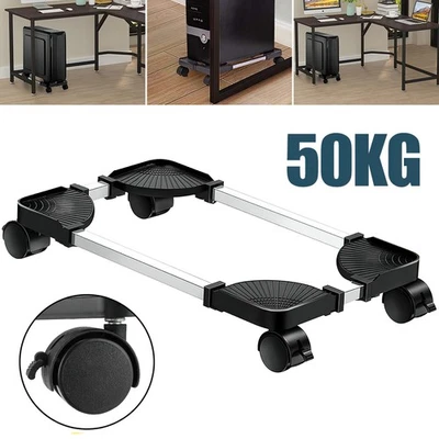 Computer Ständer Mobiler PC Tower, Rollwagen, Regulierbare Breite Schwarz - Bild 1 von 4