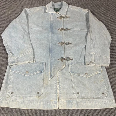 LRL Ralph Lauren Jacket Adult Medium Blue Denim Fireman Clasp Faded Pockets Y2K - Image 1 of 4