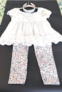 Neu ohne Etikett 3-teiliges Shabby Chic Mädchen-Set - weißes Top, Blumenleggings & Haar-PC Gr. 10-12 - Bild 1 von 16