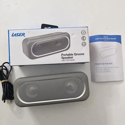 Laser Portable LED Bluetooth TWS FM AUX USB Speaker Grey - image 1 of 4