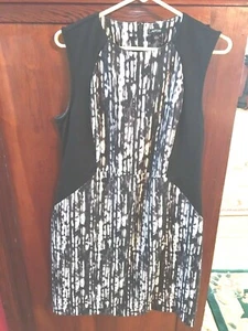 Women's Apt.9 Knee Length Sleeveless Vertical Stripe Black/White Side Panel Sz.L - Picture 1 of 12