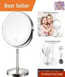 Lighted Makeup Mirror Metal 14.8" Adjustable 1x/10x Vanity Ideal Gift - Picture 1 of 11