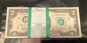100 TWO DOLLAR BILLS - $2 UNCIRCULATED -2013 San Fransisco - Picture 1 of 1