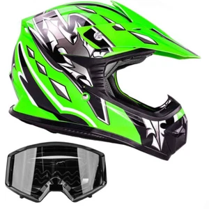 Casco de motocross verde juvenil negro ATV gafas niños DOT UTV equipo de conducción todoterreno - Imagen 1 de 10