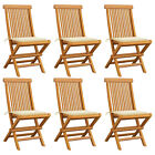 Tidyard Set Of 6 Wooden Garden Chairs With  Cushion Teak Wood Foldable  M3l1