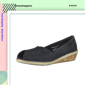 Grasshoppers Women's Garnet PEEP Toe Sneaker Black, Size 8 Med - Picture 1 of 6