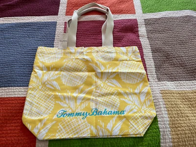 BOLSO DE COMPRAS TOMMY BAHAMA AMARILLO PIÑA, NUEVO CON ETIQUETAS Foto 1 de 4