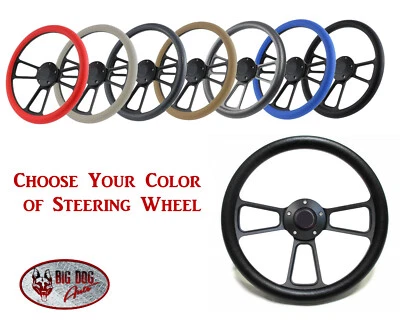 Volante 14" Billet negro y vinilo de cualquier color para Ford Mustang 1965-1969 Foto 1 de 4