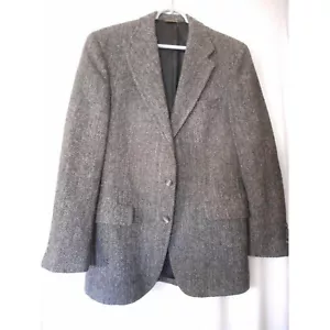 Vintage Harris Tweed Blazer Sport Coat Jacket Grey herringbone union label - Picture 1 of 8