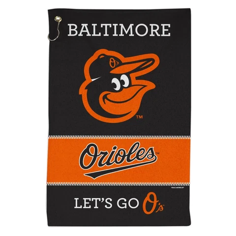 BALTIMORE ORIOLES ALL PURPOSE GOLF TAILGATE TOWEL 16"X25" HOOK AND GROMMET MLB Cover