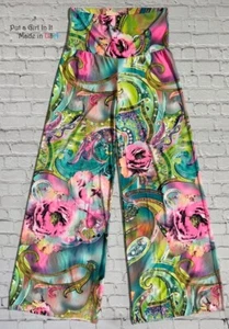 USA New JUp PLUS SIZE Womens HIGH WAIST PINK FLORAL PALAZZO PANTS 1X 2X 3X - Picture 1 of 2