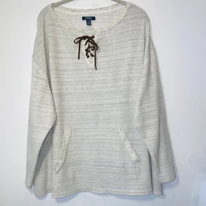 Chaps Tunic Top Long Sleeve Tie Pullover Front Pocket Women's Size 2X - Picture 1 of 7