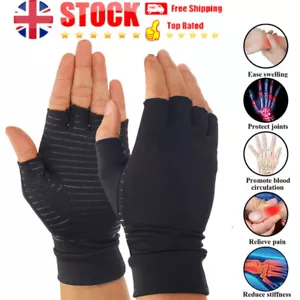 Copper Arthritis Compression Gloves Hand Support Joint Carpal Tunnel Pain Relief - Picture 1 of 18
