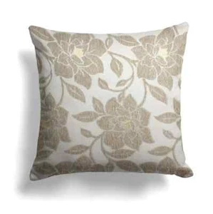 Peony Rose Chenille Woven Gold Cream Beige Cushion Cover 18" - 45cm Floral Thick - Picture 1 of 1