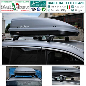 Box Kofferraum Von Dach 420Litri Grau Carbox + Balken Reling Geschlossen - Bild 1 von 4