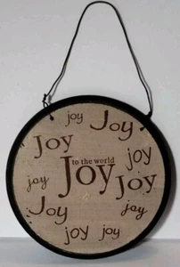 Weihnachten Holz Ornament "Freude an der Welt" 3 3/4" Durchmesser Draht Aufhänger - Bild 1 von 9