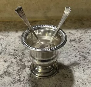 National Sterling Silver Salt Or Sugar Holder33.1 Grams And Comes W/spoons - Picture 1 of 15