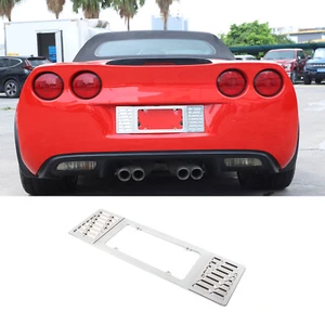 Alloy Silver Car Rear License Plate Panel Base Filler Trim For Corvette C6 05-13 - Picture 1 of 11