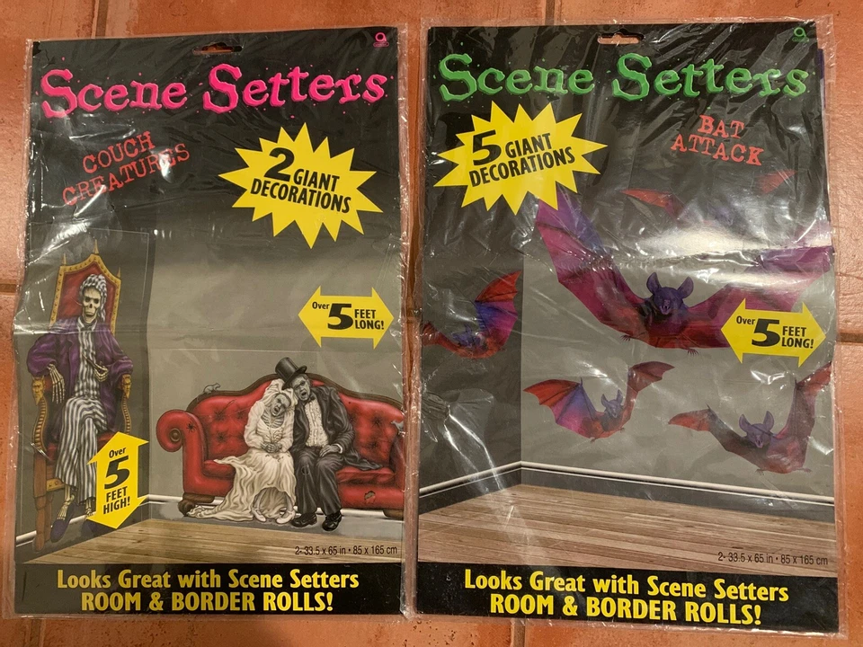 VINTAGE Creatures Skeleton Wall Decoration Halloween Haunted NOS Scene Setters - Image 1 of 4
