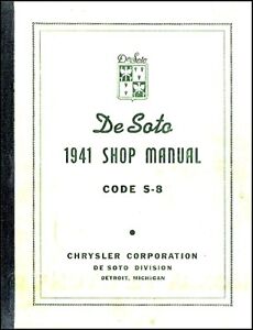 USED Original Factory Shop - Service Manual for 1941 DeSoto