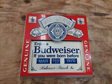 Vintage 1986 Budweiser Beer Born Before Age 21 Calendar Plastic Bar Pub Sign