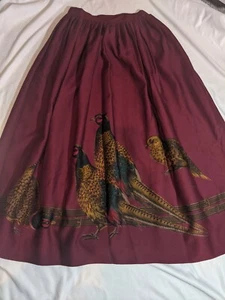 Vintage Ralph Lauren Wollrock Fasanenmuster Maxirock Größe 8 weinrot - Bild 1 von 24