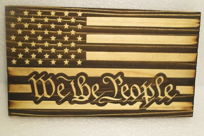 WE THE PEOPLE American Flag Wooden Wood Rustic Primitive wall art decor USA