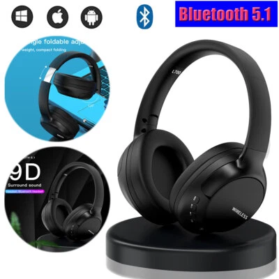 Wireless Bluetooth Headphones Earphones Headset Over-Ear FM Radio MIC Foldable - Image 1 of 4