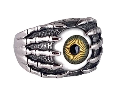 Anillo estilo motociclista para hombre globo ocular marrón talla 12 acero inoxidable pesado xx Foto 1 de 4