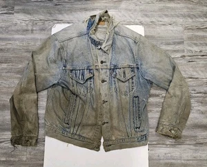 LEVIS Vintage DENIM JACKET TYPE III 70506 MADE IN THE USA 1980S SZ 46 Thrashed - Picture 1 of 8