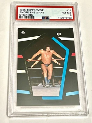 Tarjeta adhesiva de lucha libre Andre The Giant 1985 Topps WWF #21 PSA 8 grados Foto 1 de 4