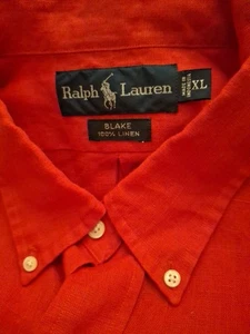 Ralph Lauren Herren 100% Leinen Blake Rot Button Down Langarm Business Casuel   - Bild 1 von 21