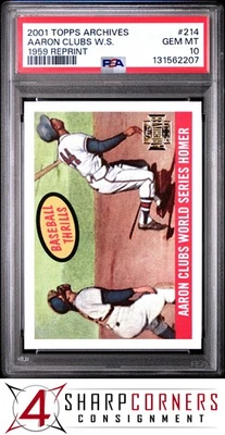 2001 TOPPS ARCHIVES #214 HANK AARON HOF 1959 REPRINT PSA 10 - Image 1 of 2