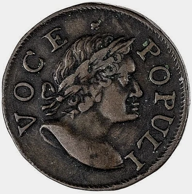 Moneda de 1/2 centavo Cooper 1760 Voce Populi texto grande común Foto 1 de 2