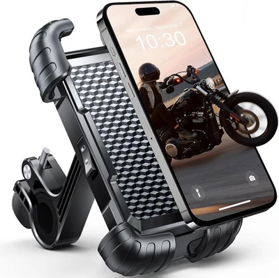 Motorcycle Phone Mount Auto Lock 100mph Military Anti-Shake Bike Phone Holder - Image 1 of 4